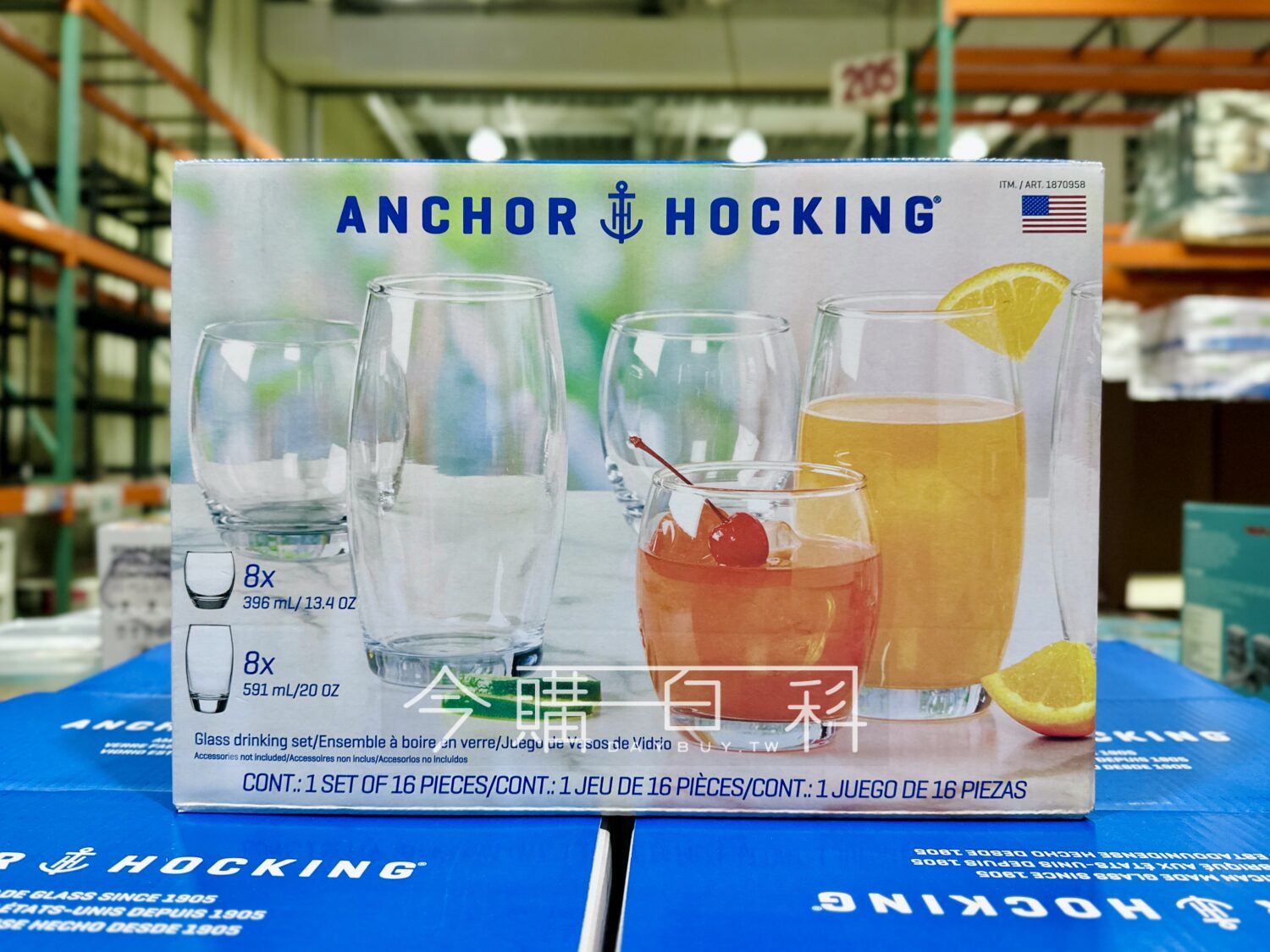 ANCHOR HOCKING 美國製玻璃杯16件組 #1870958