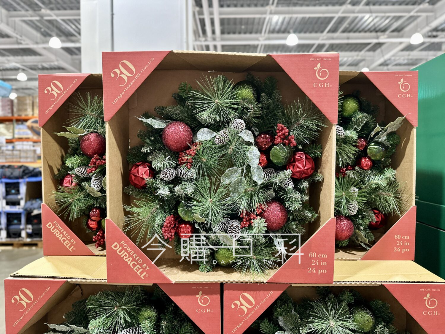 24吋LED聖誕花圈 #1785116